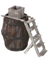 Barril con escalera y molino para uvas de 11,5Øx18 cm de altura Mundo Belenes
