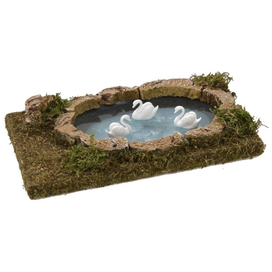 Estanque con cisnes de 20x12,5x4 cm para estatuas de 8-10 cm Mondo