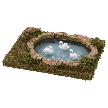 Pond with swans cm 20x12,5x4 h for statues of 8-10 cm