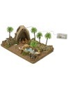 Illuminated Arab tent complete with Landi statues with pond and