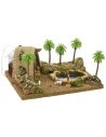 Illuminated Arab tent complete with Landi statues with pond and
