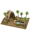 Illuminated Arab tent with pond and palm trees cm 26.5x18x12.5