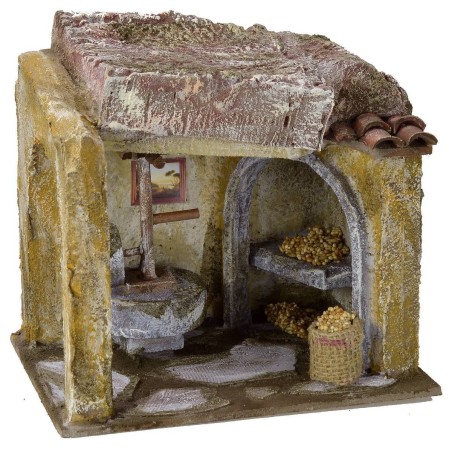 Ambientación de un molino para belén de 24x17,5x21,5 cm de