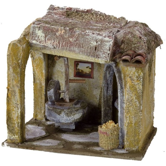 Ambientación de un molino para belén de 24x17,5x21,5 cm de