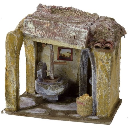 Ambientación de un molino para belén de 24x17,5x21,5 cm de altura para