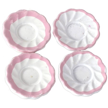 Set 4 piatti in ceramica con bordo rosa ø 1,7 cm Mondo Presepi