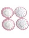 Set of 4 ceramic plates with pink border ø 1.7 cm