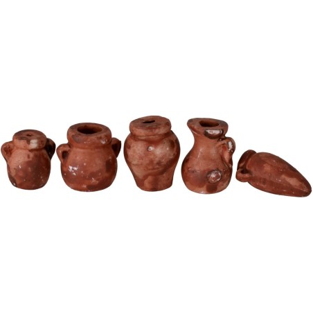 Set accessori per presepe 5 anfore in terracotta cm 2-2,5 h.