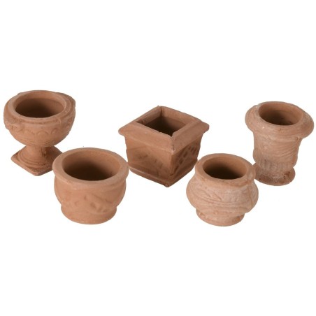 Set of 5 terracotta vases cm 2,4-2,9 h.