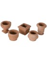 Set of 5 terracotta pots 2.4-2.9 cm h.