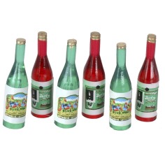 Conjunto de 6 botellas rojas y verdes de 3,6 cm de altura.