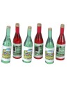 Set 6 bottiglie rosse e verdi cm 3,6 h