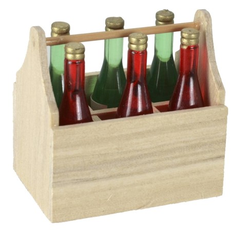 Wooden box with bottles cm 4x2.8x3.9 h