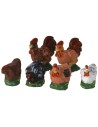 Conjunto de 6 gallinas de resina de 2-2,5 cm - Animales para