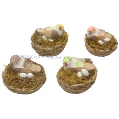 Nest with bird and eggs - assorted colors - NU21 2
