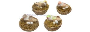 Nest with bird and eggs - assorted colors - NU21
