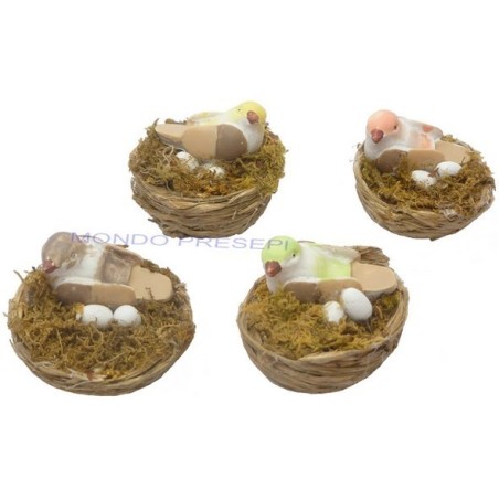 Nest with bird and eggs - assorted colors - NU21