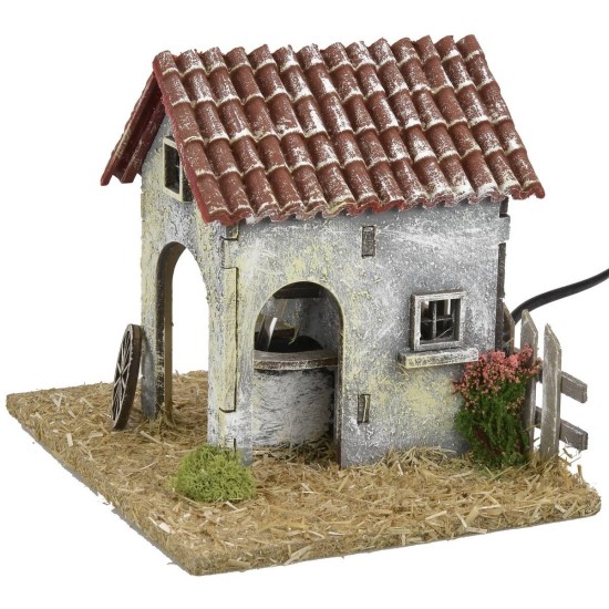 Casa de campo con fuente funcional y lavadero de 19x15x15,5 cm
