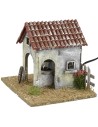 Casa de campo con fuente funcional y lavadero de 19x15x15,5 cm