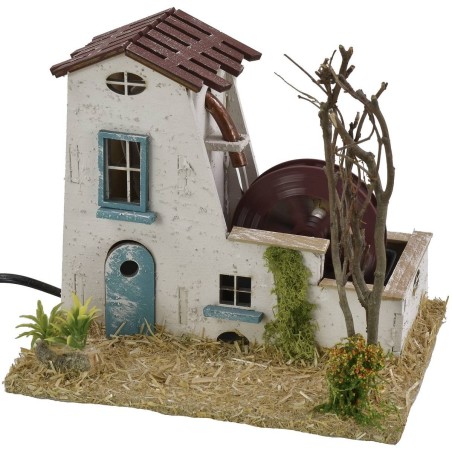 Farmhouse with working water mill cm 19x15x15.5 h for statues