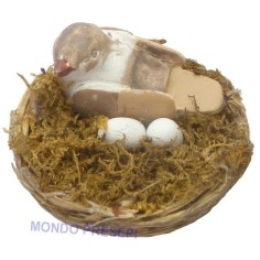 Nest with bird and eggs - assorted colors - NU21