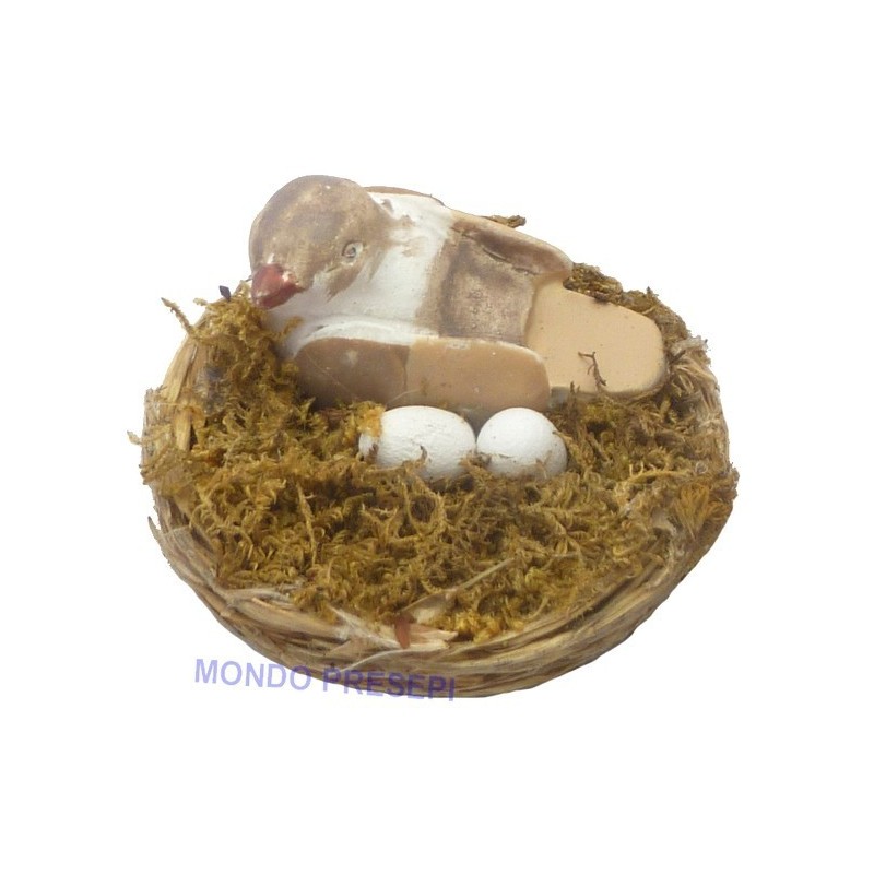 Nido con uccello e uova - colori assortiti - NU21 Mondo Presepi
