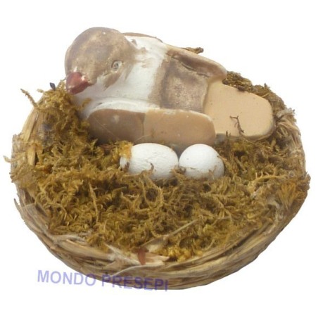 Nest with bird and eggs - assorted colors - NU21