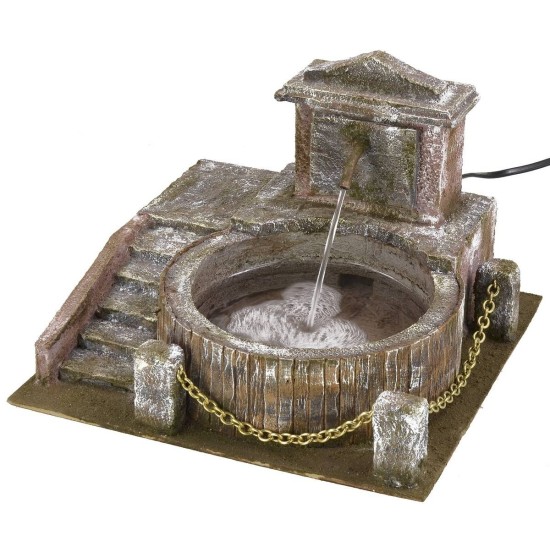 Fuente circular con escalera de 26x26x18 cm de alto para estatuas de 10-12 cm.