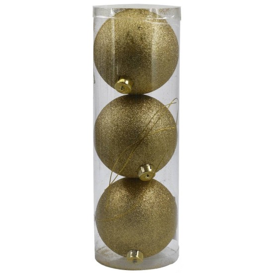 Set 3 palle oro brillantate ø 12 cm per albero di Natale Mondo