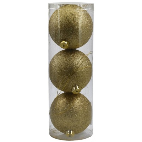 Set 3 palle oro brillantate ø 12 cm per albero di Natale Mondo