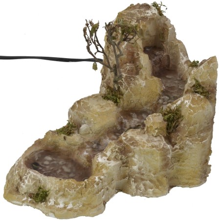 Stream with lake in resin, working nativity scene cm 31x20x15,5