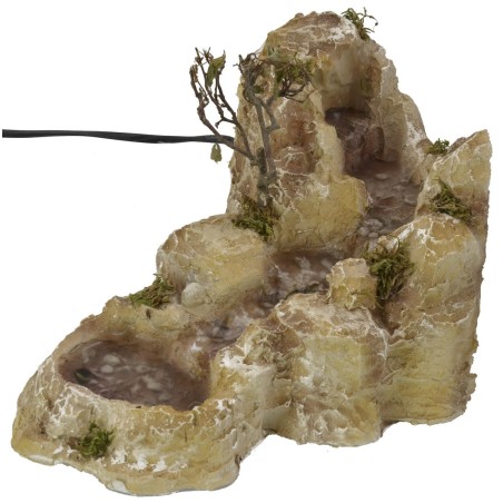 Stream with lake in resin, working nativity scene cm 31x20x15,5