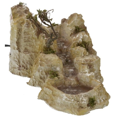 Stream with lake in resin, working nativity scene cm 31x20x15,5