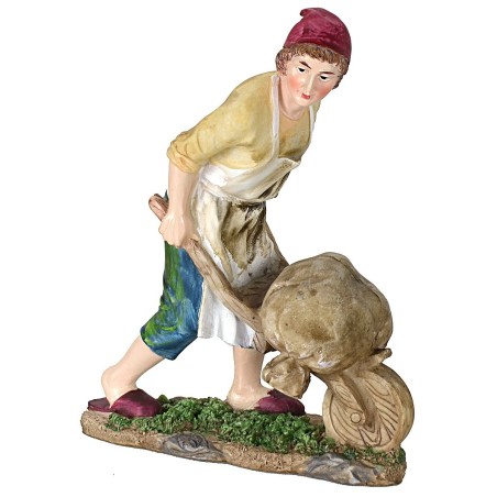 Mugnaio con carriola cm 27 in resina Mondo Presepi