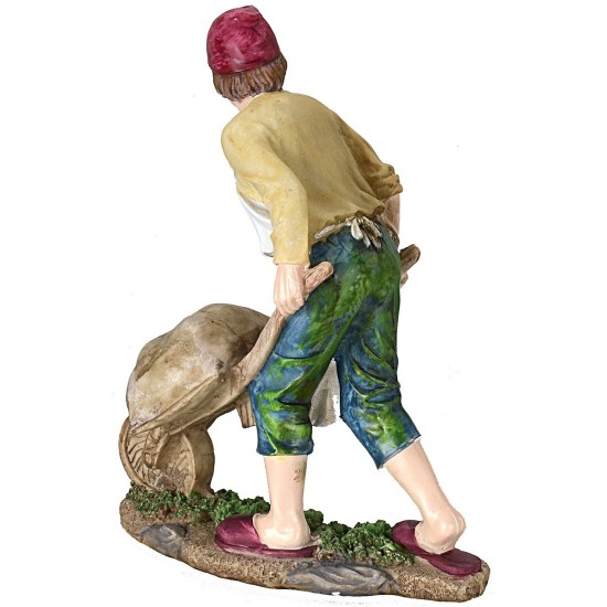 Miller with wheelbarrow cm 27 in resin