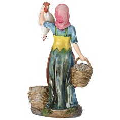 Donna con cesti e gallina cm 27 in resina Mondo Presepi 2