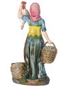 Woman with baskets and hen cm 27 in resin