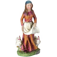 Peasant with hens 27 cm in resin