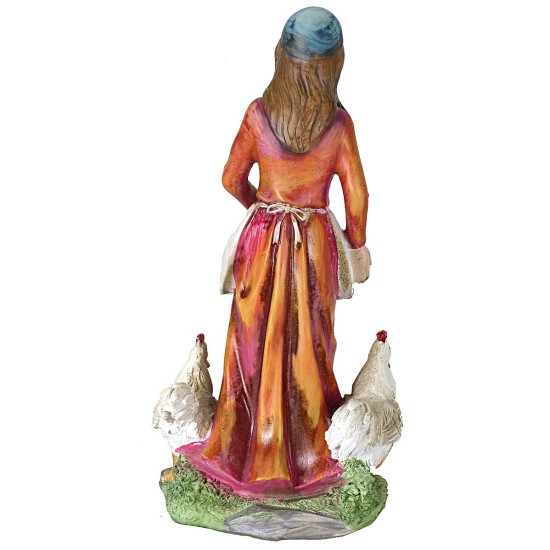 Peasant with hens 27 cm in resin