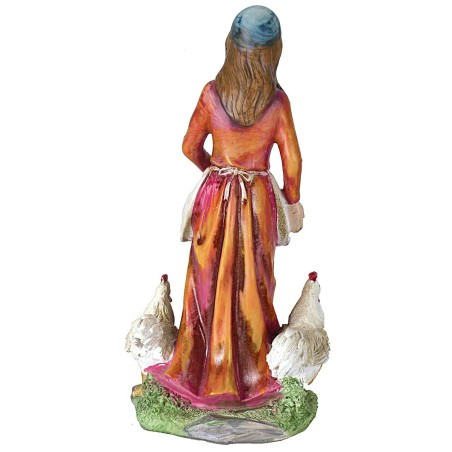 Peasant with hens 27 cm in resin