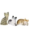Conjunto de tres gatos surtidos en resina para estatuas de 12