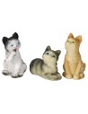 Set tre gatti assortiti in resina per statue 12 cm Mondo Presepi
