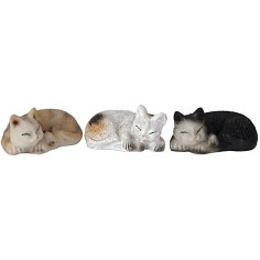 Set tre gatti sdraiati in resina per statue 12 cm Mondo Presepi 2