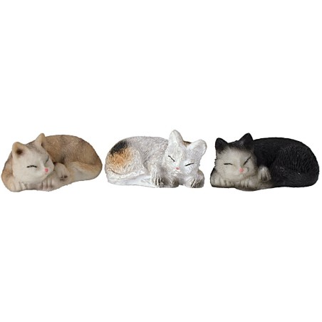 Set tre gatti sdraiati in resina per statue 12 cm Mondo Presepi