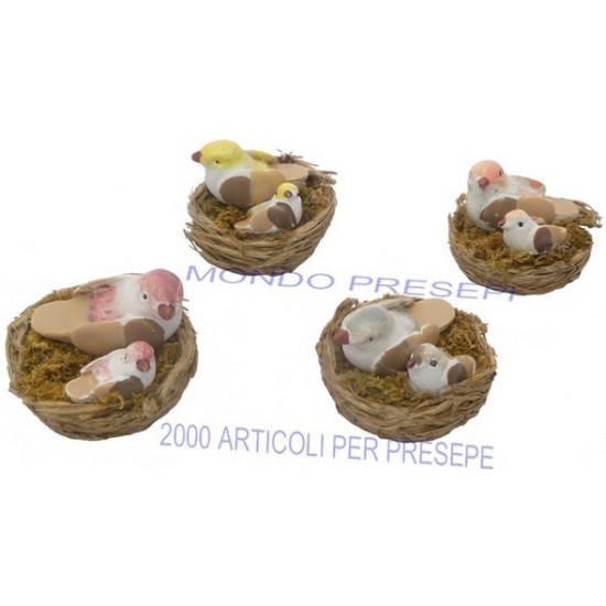 Nest with birds - assorted colors -NU32