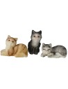 Conjunto de tres gatos surtidos en resina para estatuas de 10 cm