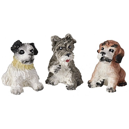 Conjunto de tres perros sentados de resina para estatuas de 12