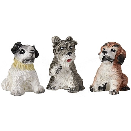 Conjunto de tres perros sentados de resina para estatuas de 12