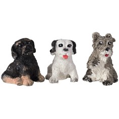 Conjunto de tres perros sentados de resina para estatuas de 12 2