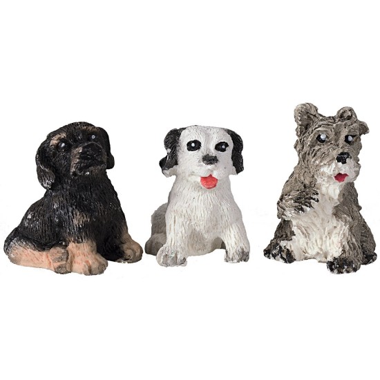 Conjunto de tres perros sentados de resina para estatuas de 12
